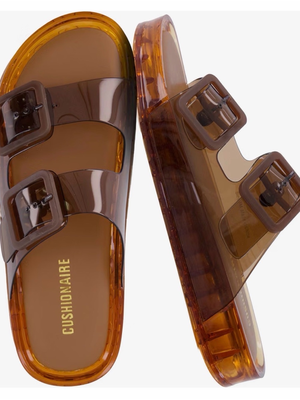 Cushionaire Women’s Amber Brown Double-Buckle Sandals
